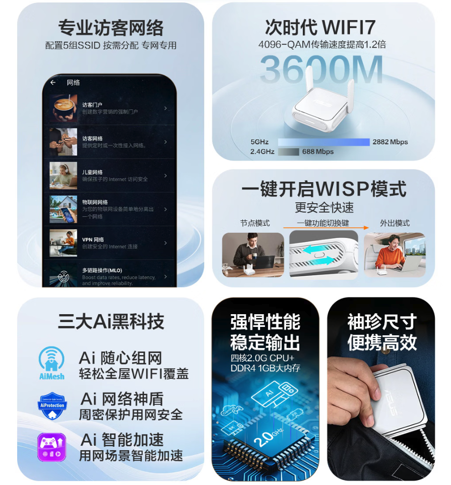 华硕RT-BE58 Go随身WiFi 7路由器上市 首发899元支持国补 充电宝供电便携随行